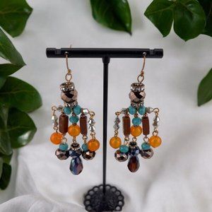 Colorful Long Waterfall Earrings Bold Statement Earrings